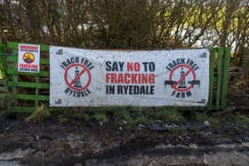 Anti-fracking poster on the roadside near Kirby Misperton in January 2018. PIC: James Hardisty