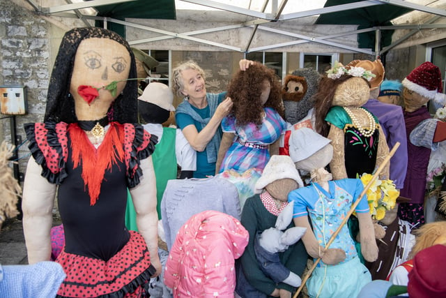 Di Blakey-Williams prepares the characters for this weekends Kettlewell Scarecrow Festival.