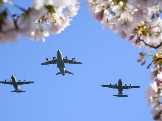 Hercules military aircraft in flight. (Pic credit: Leon Neal / Getty Images)