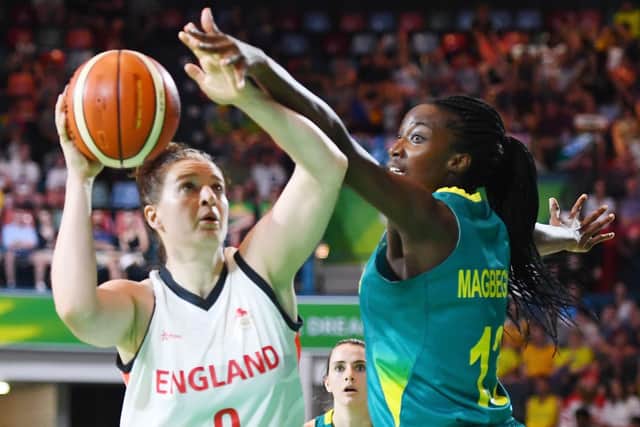 Women's rights: Hannah Shaw, left, playing for England against Australia at the 2018 Commonwealth Games in which they won a silver medal (Picture: Ian Hitchcock/Getty Images)