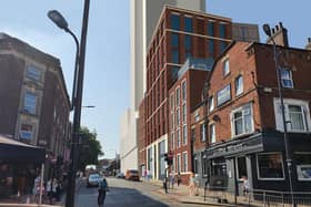 Scaffolding on a student accommodation scheme near First Direct Arena in Leeds will soon come down to reveal the new landmark, ahead of the development opening this summer.