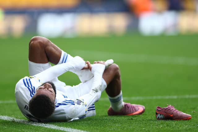 Jayden Bogle picked up a nasty-looking foot injury at Wolves.