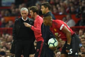 NUMBER TWO:  Michael Carrick was assistant to Jose Mourinho (far left) at Manchester United