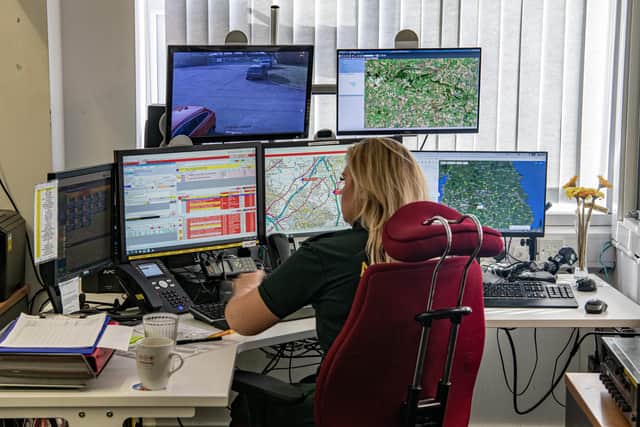 A dispatcher at the Yorkshire Air Ambulance base in Nostell moniters the calls. (Pic credit: Tony Johnson)