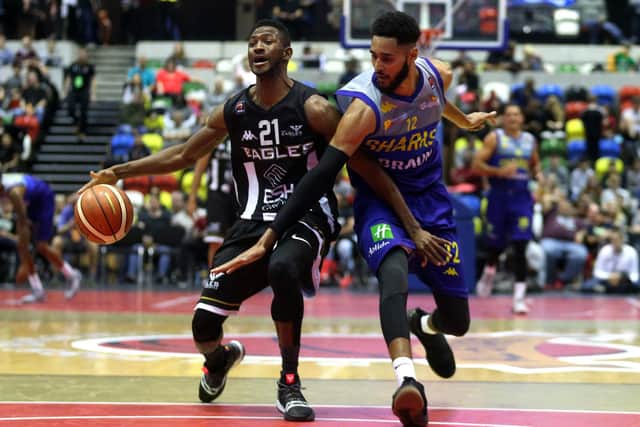 Drew Lasker playing for Newcastle Eagles playing against Matthew Don of Sheffield Sharks in 2018 (Picture: Alex Pantling/Getty Images)