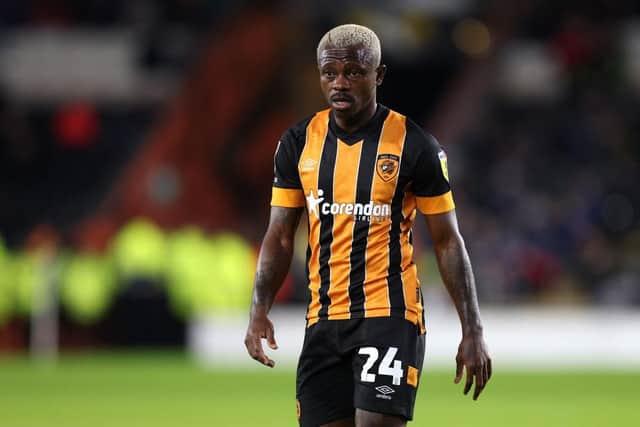 HULL, ENGLAND - SEPTEMBER 30: Jean Michael Seri of Hull City looks on during the Sky Bet Championship between Hull City and Luton Town at MKM Stadium on September 30, 2022 in Hull, England. (Photo by George Wood/Getty Images)