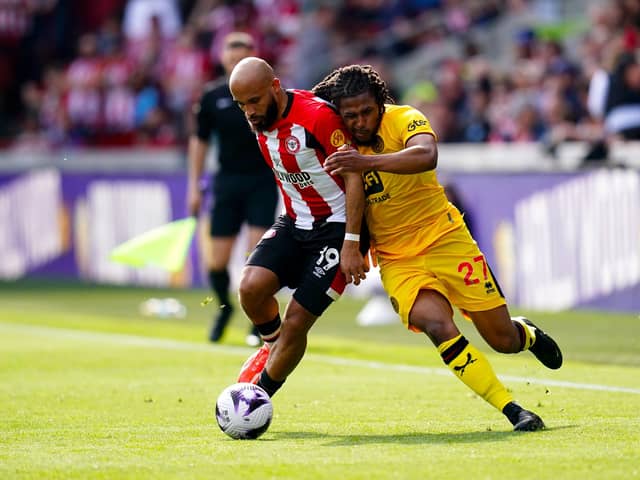 Brentford's Bryan Mbeumo (left) and Sheffield United's Yasser Larouci battle for the ball during the Premier League match at the Gtech Community Stadium, London. Image: John Walton/PA Wire