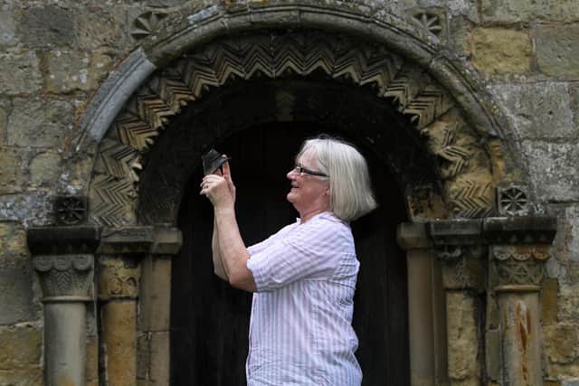5th High Wolds Poetry Festival at North Dalton's All Saints Church. Pictured assistant curator - community Caroline Coath from East Riding Council.
Photographed by Yorkshire Post photographer Jonathan Gawthorpe.
15th August 2023. 