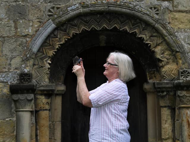 5th High Wolds Poetry Festival at North Dalton's All Saints Church. Pictured assistant curator - community Caroline Coath from East Riding Council.
Photographed by Yorkshire Post photographer Jonathan Gawthorpe.
15th August 2023. 