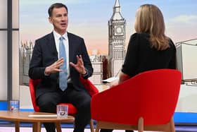 Chancellor Jeremy Hunt appearing on the BBC1 current affairs programme, Sunday with Laura Kuenssberg. PIC: Jeff Overs/BBC/PA Wire