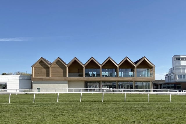 The new Dales stand at Catterick racecourse by Elliott architects is one of the favourites shortlisted for the  RIBA Yorkshire awards
