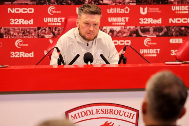 Middlesbrough manager Kim Hellberg speaks to the media during a press conference at Rockliffe Park Training Ground, Middlesbrough. Middlesbrough have been reinstated to the play-offs and set to take Southampton's place in Saturday's final against Hull. Southampton have been expelled from the Championship play-offs after admitting to spying on opponents. Picture: Andy Commins/PA Wire.