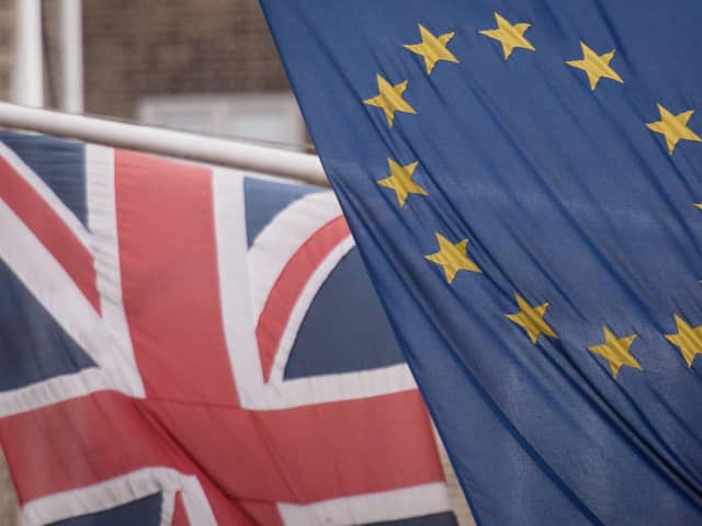 The EU and Union flags. PIC: PA