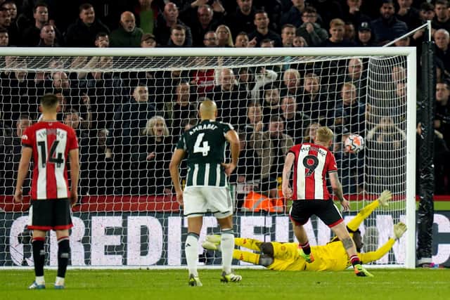 POT ON: Sheffield United's Oli McBurnie converts his penalty