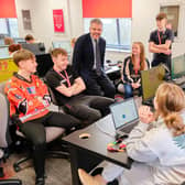 South Yorkshire’s Mayor Oliver Coppard speaks with journalism students at Barnsley College. Photograph by Alwin Greyson.