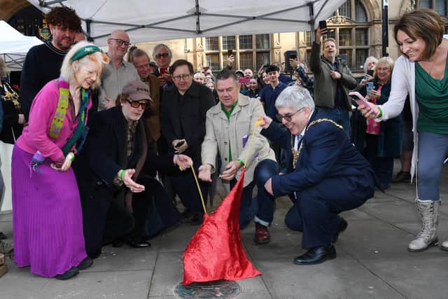 Pulp, the latest icons from Sheffield's rich and varied cultural diaspora are honoured with their own Legends Plaque outside Sheffield Town Hall. Picture Jonathan Gawthorpe