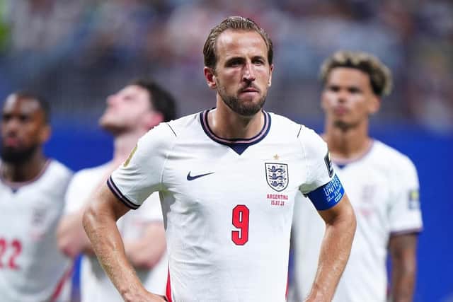 TOUGH TO TAKE: England's Harry Kane shows his dejection following his team's 2-1 World Cup semi-final defeat to Argentina in Atlanta. Picture: Bradley Collyer/PA