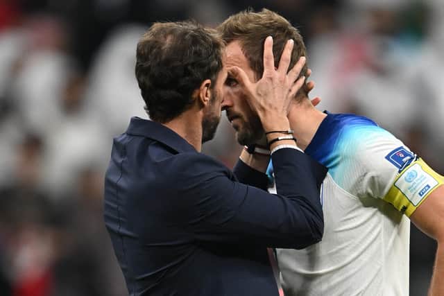 England's Gareth Southgate consoles Harry Kane (Picture: PAUL ELLIS/AFP via Getty Images)