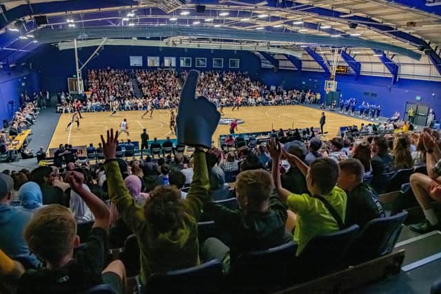 A sellout crowd of 2,000 witnessed the Sheffield Sharks win over Newcastle Eagles in the first ever British Basketball League game at the Canon Medical Arena in Sheffield on 8th October 2023 (Picture: Tony Johnson)