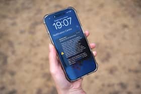 A general view of a phone warning against lighting anything that could spark a wildfire. PIC: Annabel Lee-Ellis/PA Wire