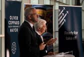 Oliver Coppard and Ros Jones at a press conference announcing a plan to purchase Doncaster Sheffield Airport. Picture: Simon Hulme