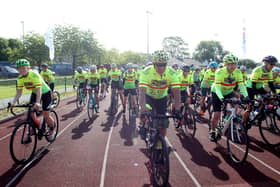 BEST QUALITY AVAILABLE
Undated handout photo issued by the Jo Cox Way of around 80 riders as they begin a mammoth 288-mile journey from West Yorkshire to London. The riders, aged 15 to 77, and including 31 women, set off from the Princess Mary Athletics Stadium in Cleckheaton, in the Batley and Spen constituency, which Joe Cox represented until her murder in 2016. The Jo Cox Way/PA Wire