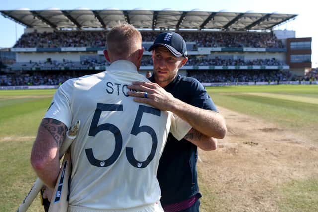 Ben Stokes of England celebrates with teammate Joe Root after his Ashes heroics at Headingley in 2019 (Picture: Gareth Copley/Getty Images)
