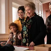 Eric D Smith as Daniel Hennessy, Agnes O'Casey as Dolly Hennessy, Kathy Bates as Eileen Dunne and Maggie Smith as Lily Fox in The Miracle Club. Picture: Lionsgate/Jonathan Hession.