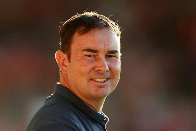 Derek Adams led Morecambe to victory over his former club Bradford City. Image: Lewis Storey/Getty Images