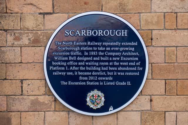 A plaque at Scarborough station