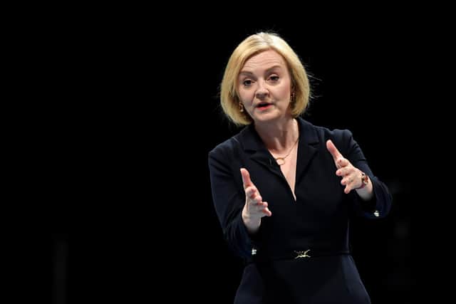 Liz Truss speaks during the Conservative leadership hustings at the NEC last month. (Photo by Anthony Devlin/Getty Images)