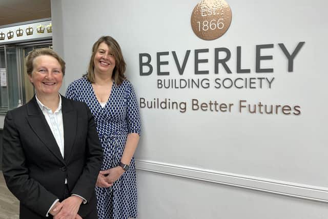 The new chair of Beverley Building Society, Karen Wint (left), with CEO Janet Bedford in the society’s head office and branch in Beverley.
