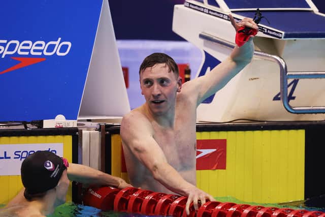 No 1 - Max Litchfield of Pontefract reacts after winning the 400m IM at the British Championships to seal a spot at a third Olympics (Picture: Richard Pelham/Getty Images)