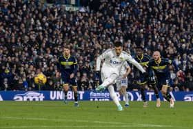 Leeds United's Joel Piroe scores from the penalty spot in Saturday's 3-2 win over Middlesbrough as the hosts won for the seventh successive game at Elland Road.  Picture: Tony Johnson.