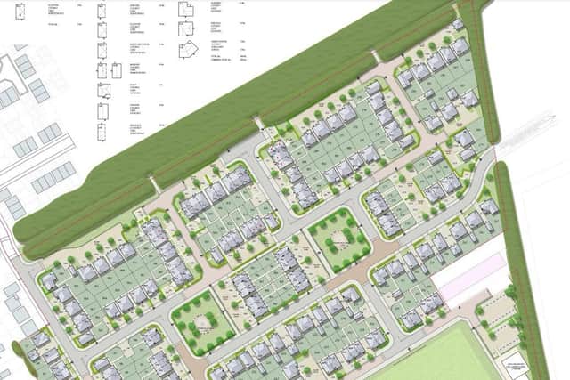 A site plan for a 200-home estate off Long Lane in Driffield.