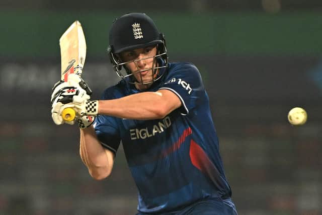 England's Harry Brook plays a shot during the 2023 ICC Men's Cricket World Cup one-day international (ODI) match between England and Pakistan at the Eden Gardens in Kolkata on November 11, 2023. (Picture: ARUN SANKAR/AFP via Getty Images)