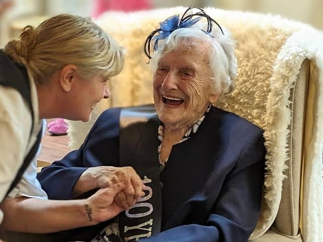 Joyce Wilkinson at her birthday party. (Pic credit: Aden View Care Home)