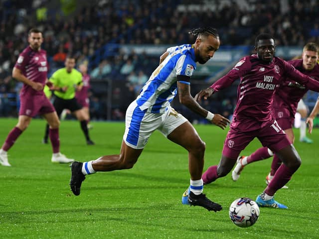 FORCED A SAVE: Huddersfield Town winger Sorba Thomas