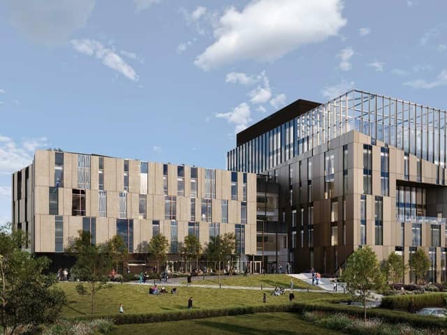 The flats were a short walk from the University of Huddersfield. An artist's impression of the new University of Huddersfield health campus to be built next to the ring road. (Image: AHR Architects Ltd)