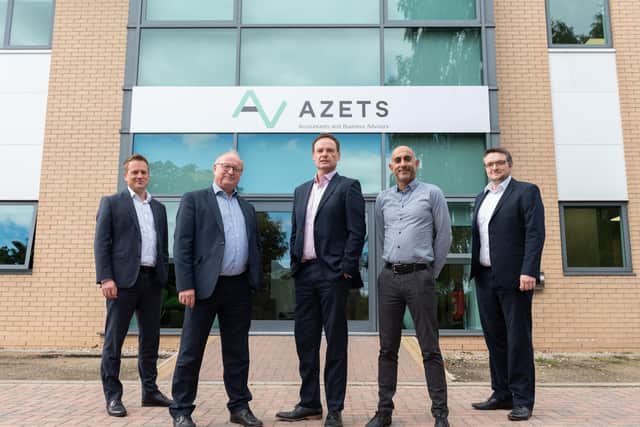 Senior members of Azets Corporate Finance Team pictured (L toR) director, Nick Barker; partner and head of corporate finance, Tony Farmer; partners, Rob Burton and Tariq Javaid and director, Stephen Garbett.