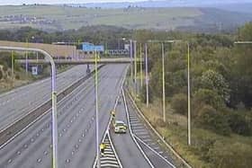 The desolate M62 this morning following last night's crash. (pic by Motorway Cameras)