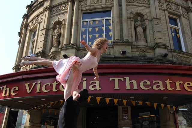 Dirty Dancing cast outside Victoria Theatre, Halifax, in 2019