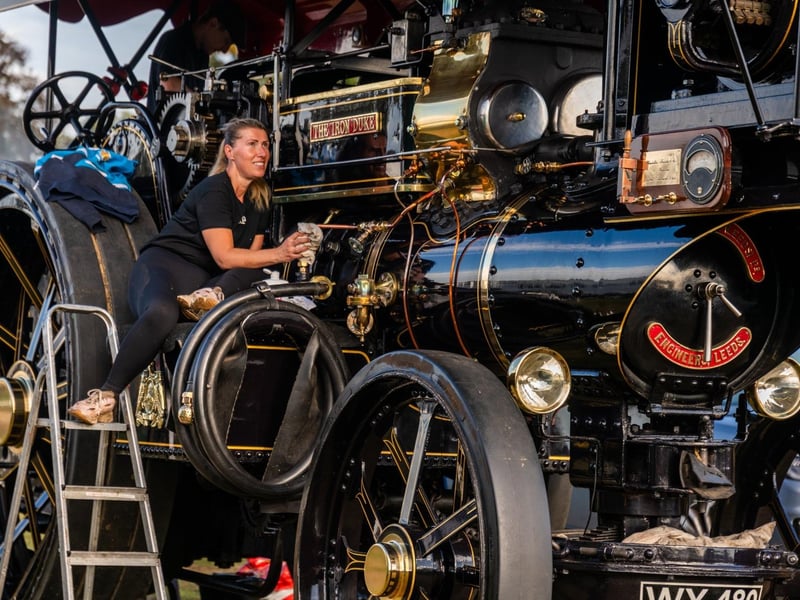Pictured Gill Hardy, of Selby, cleaning the families 1920 Fowler A9 Showmans Steam Engine named 'The Iron Duke'. Picture: James Hardisty. Date: 6nd September 2026.