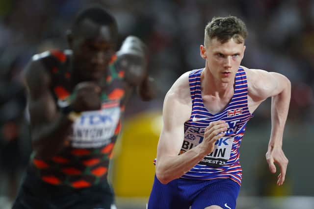 On your marks: Halifax's Max Burgin representing Great Britain in the men's 800m semi-final at the World Athletics Championships in Budapest in August (Picture: Steph Chambers/Getty Images)