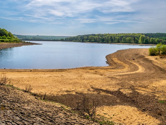 Swinsty Reservoir, in the beautiful Washburn Valley near Otley and Harrogate, has seen a big drop in water levels after weeks of dry weather. Picture: James Hardisty.