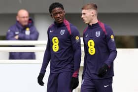LATE CALL: Kobbie Mainoo, pictured left with Cole Palmer at St George's Park