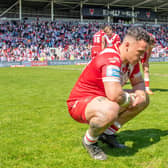 Tyler Dupree looks dejected after the recent defeat at St Helens. (Photo: Olly Hassell/SWpix.com)