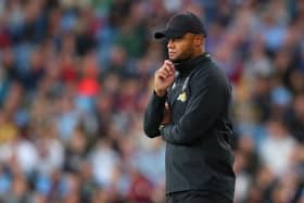 BURNLEY, ENGLAND - AUGUST 30: Vincent Kompany, Manager of Burnley reacts during the Sky Bet Championship between Burnley and Millwall at Turf Moor on August 30, 2022 in Burnley, England. (Photo by Alex Livesey/Getty Images)