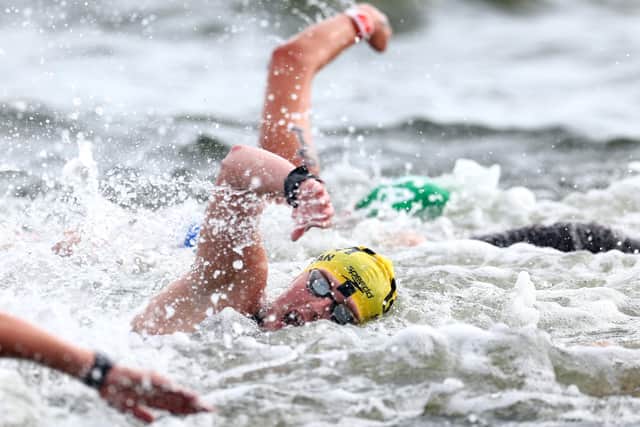 Amber Keegan, centre, has been punched, kicked and dunked in open water swimming (Picture: Clive Rose/Getty Images)