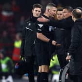 VAR COMMENTS: Sheffield United manager Paul Heckingbottom complains to referee Rob Jones during the 2-1 win over Wolverhampton Wanderers